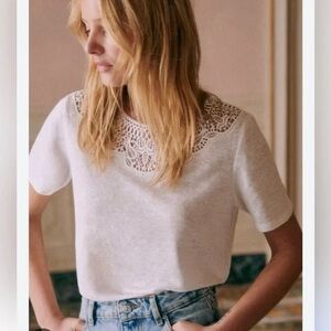 Sezane Vilma T-Shirt. Ecru. Size M.